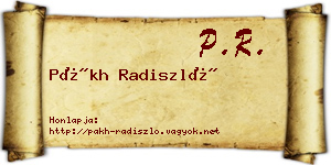 Pákh Radiszló névjegykártya